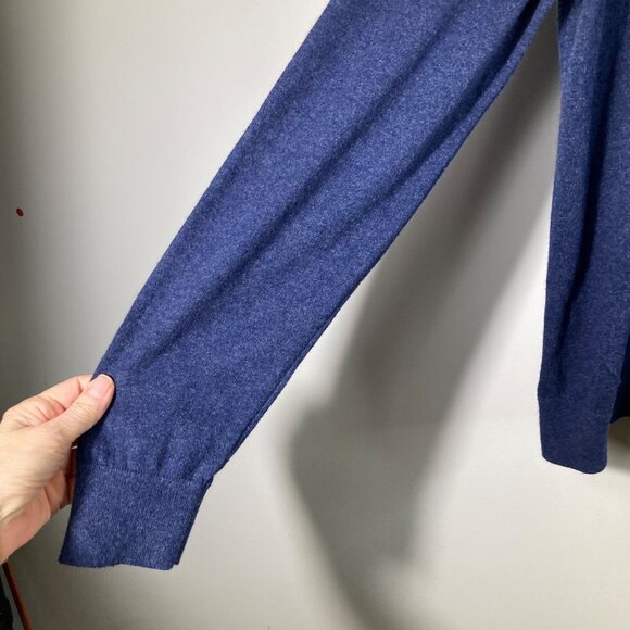 Mens Uni Qlo Cotton Cashmere V Neck Sweater Blue XL - Picture 5 of 8